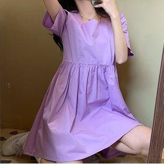 Short-sleeve Square Collar Mini Dress
