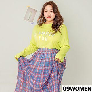 Plus Size Long-sleeve Letter Print T-shirt