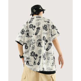 Couple Matching Elbow-sleeve All Over Print Shirt