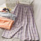 Slit-hem Plaid Midi Skirt In 6 Colors