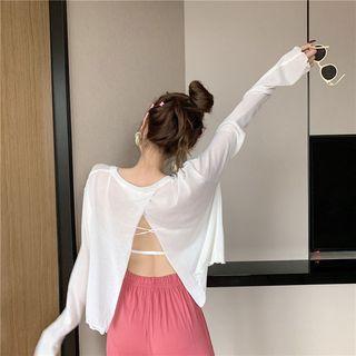Long-sleeve Split-back Top