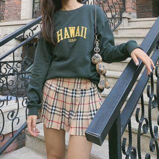 Dark Green Lettering Embroidered Sweatshirt