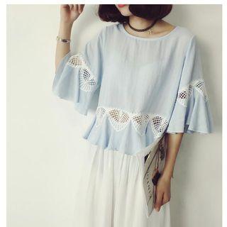 Perforated Panel 3/4 Sleeve Top