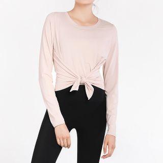 Long-sleeve Tie-hem Sports T-shirt
