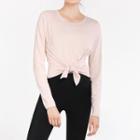 Long-sleeve Tie-hem Sports T-shirt
