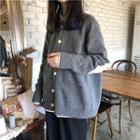 Buttoned Knit Cardigan Dark Gray - One Size