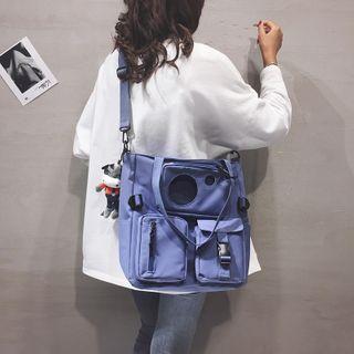 Front Pocket Buckled Canvas Crossbody Bag
