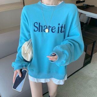 Lettering Mock-two Piece Sweatshirt