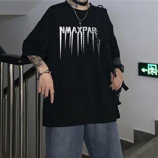 Couple Oversized Short Sleeve Letter Print T-shirt