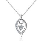 18k White Gold Diamond Accents Drop Shaped Pendant Necklace (0.15cttw) (free 925 Silver Box Chain, 16)