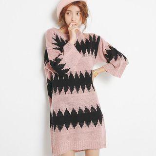 Long-sleeve Stripe Sweater Dress