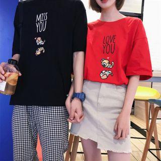 Couple Matching Cat Dog Short-sleeve T-shirt