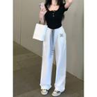 Wide Leg Pants / Short-sleeve Henley T-shirt