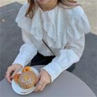 Lace Doll-collar Button-up Blouse