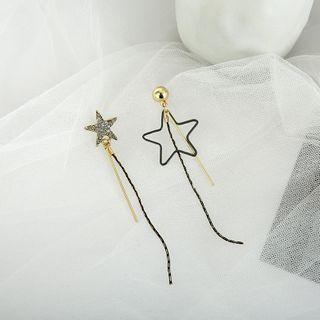 Star Drop Earring 1 Pair - 925 Silver Stud Earrings - One Size