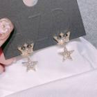 Crown & Star Rhinestone Dangle Earring 1 Pair - Gold - One Size