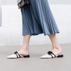 Pointy Ribbon Strap Low Heel Mules