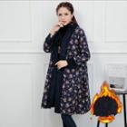 Fleece-lined Floral Print Buttoned Coat