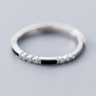 925 Sterling Silver Rhinestone Open Ring Ring - One Size