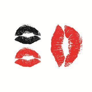 Lips Print Waterproof Temporary Tattoo Black&red - One Piece