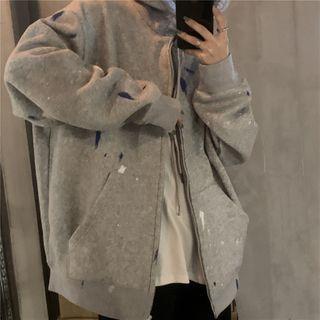 Splatter Print Zip Hoodie