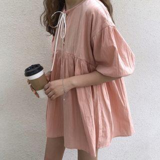 Balloon-sleeve A-line Minidress