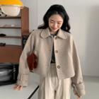 Round-collar Belted-cuff Woolen Jacket