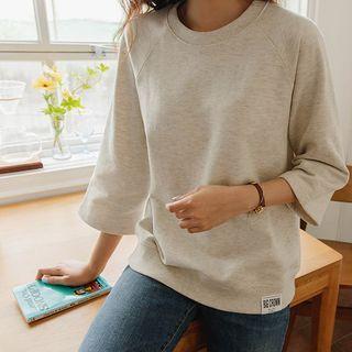 3/4-sleeve Tag-patched Sweatshirt