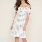 Off-shoulder Striped Shift Dress