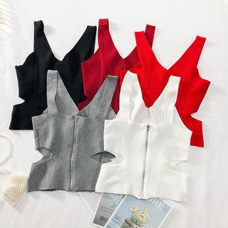 Zipper-back Cutout Crop Top