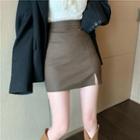 High Waist Slit Mini Pencil Skirt