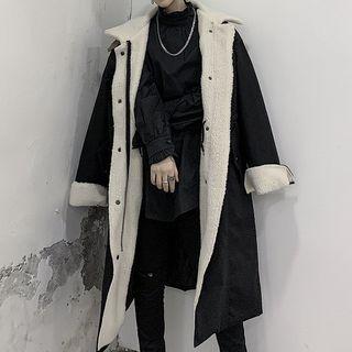 Fleece Lined Stand Collar Long Coat
