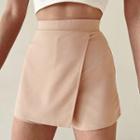 High-waist Plain Mini A-line Culottes