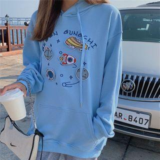 Letter Embroidered Applique Hoodie
