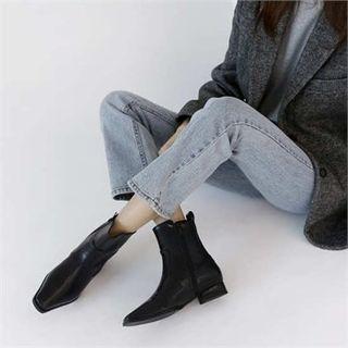 Square-toe Zip-side Ankle Boots