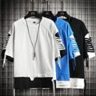 Short-sleeve Mock Two-piece Distressed T-shirt