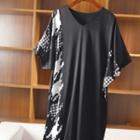 Patterned Short-sleeve Midi T-shirt Dress