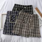 Asymmetric Woolen Mini Skirt