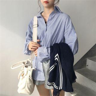 Striped Tie-cuff Shirt Stripe - Blue - One Size