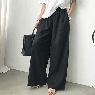 Band-waist Linen Blend Maxi Culottes