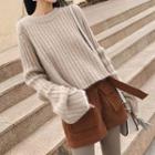 Set: Ribbed Sweater + Wide-leg Shorts