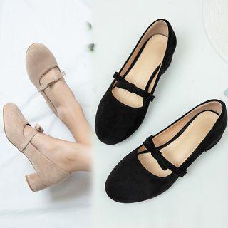 Low-heel Faux Suede Pumps