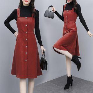 Button-up A-line Overall Dress