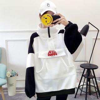 Color Panel Half-zip Lettering Sweatshirt