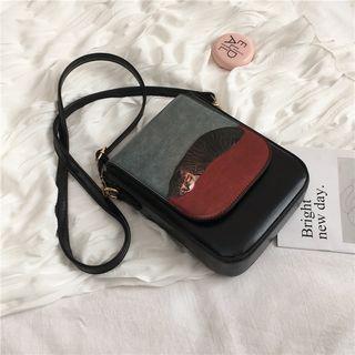 Faux Leather Cat Print Crossbody Bag