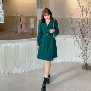 Open-collar A-line Shirtdress