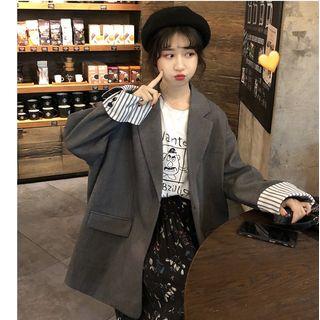Single-breasted Stripe Panel Blazer