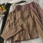 Square-neck Slim-fit Crop T-shirt In 5 Colors