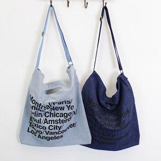 Letter Denim Tote Bag