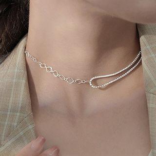 Asymmetrical Layered Sterling Silver Choker